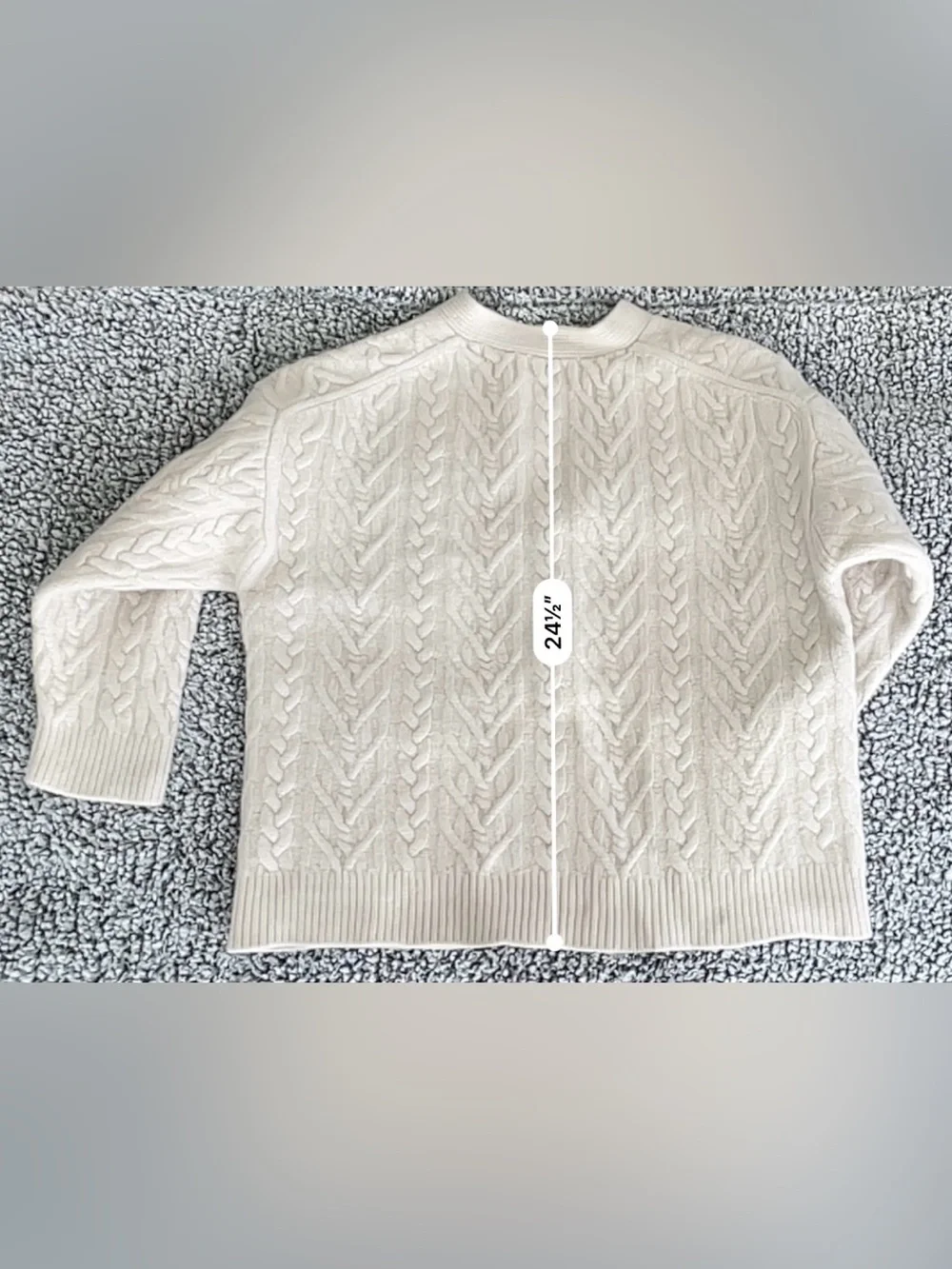 Aritzia The Group Untether Merino Wool Cardigan Cable Knit Relaxed Fit Ivory sz3